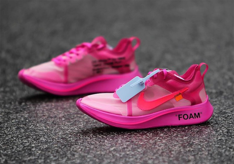 pink off white zoom fly on feet